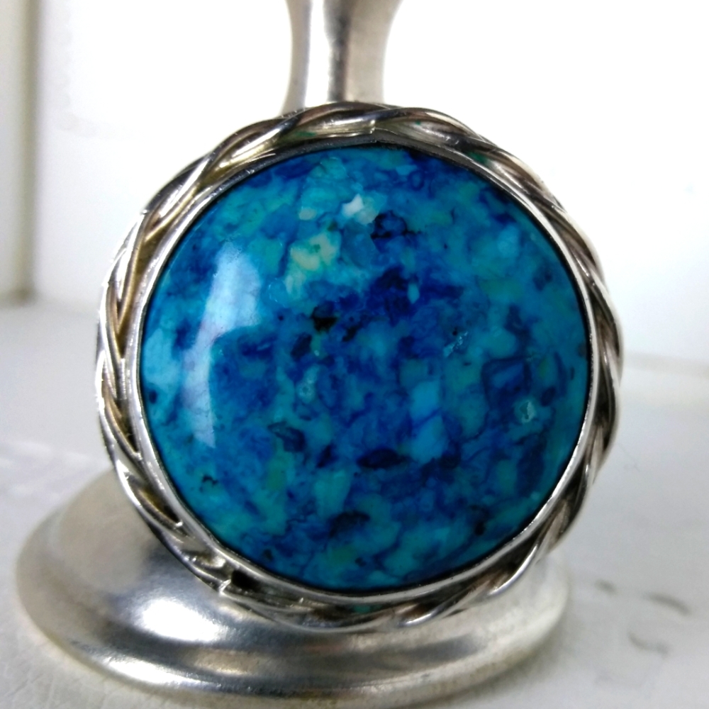 Azurite Shield Statement Ring - 7 - image 1